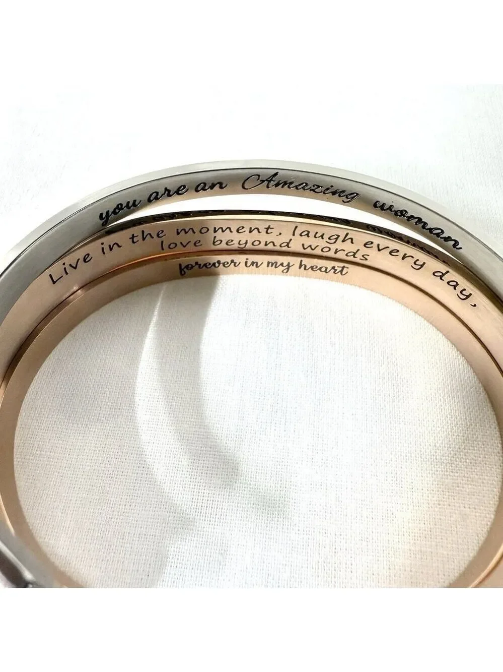 Metal Cuff Bracelets Set of 3 Rose Gold and Silver